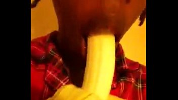 Black girl imitates giving head for her horny boyfriend